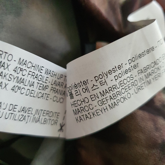 Zara Women's Brown Green Print Tie Front Wide Leg Pants Size L NWT - Picture 6 of 8